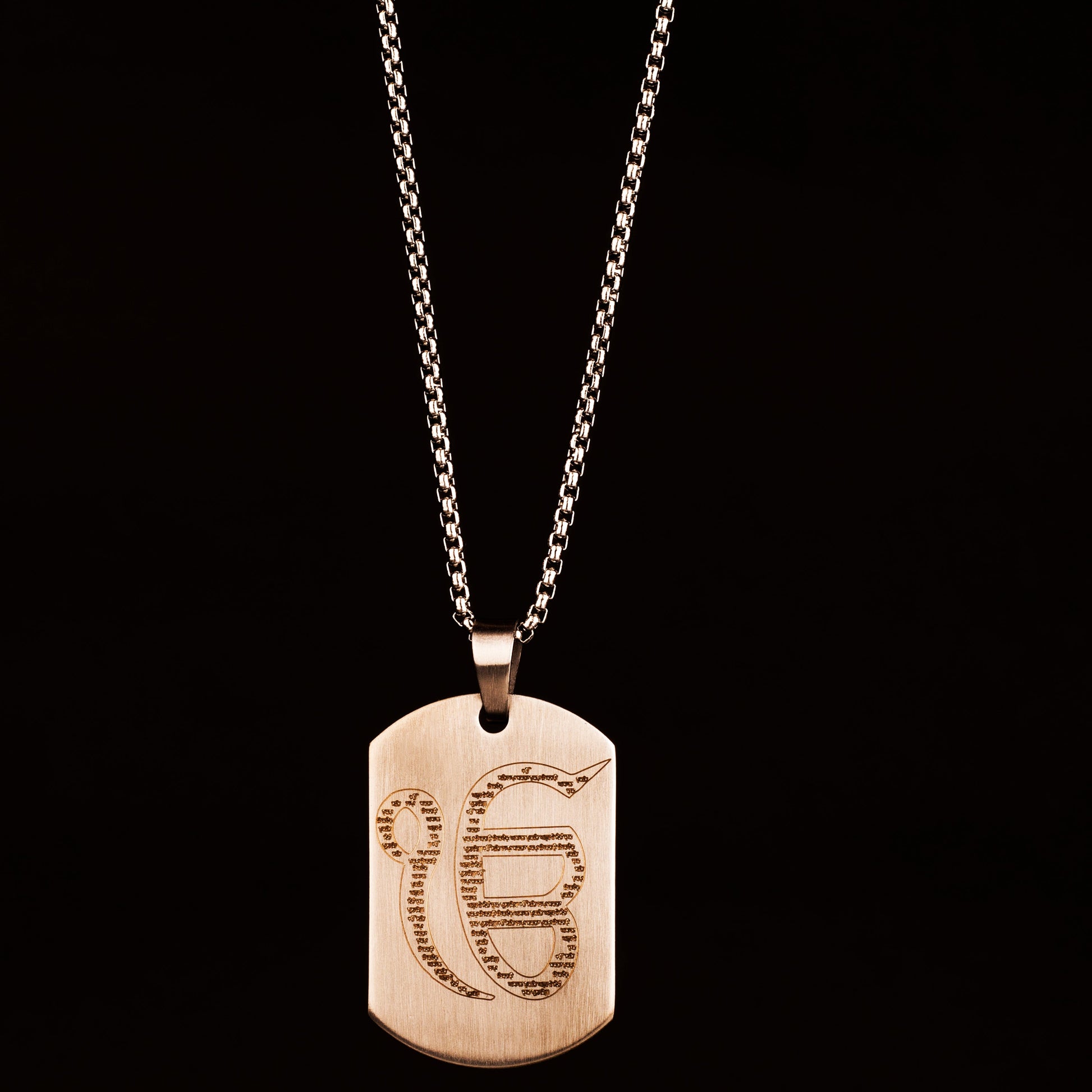 Ik Onkar MicroCarved Tag Necklace