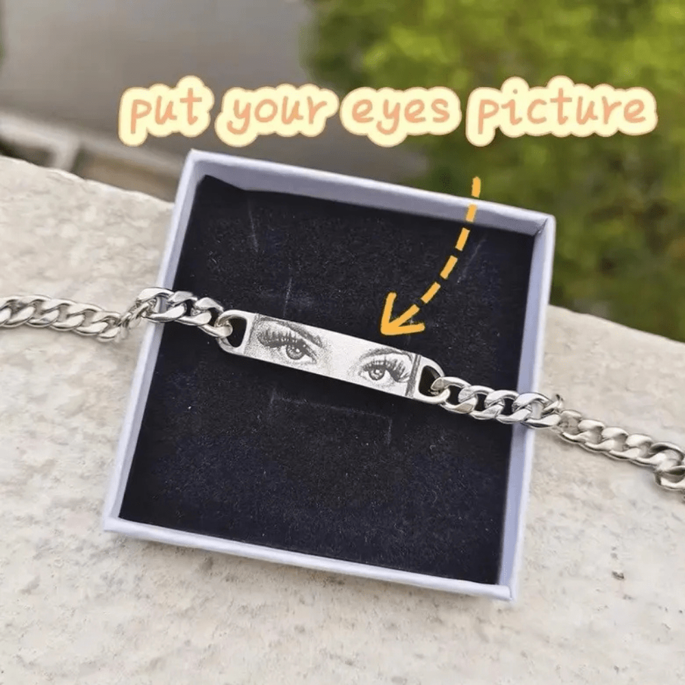 Photo bracelet with photo engraved Silver plated